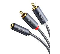 UGREEN 3.5mm to 2 RCA Cable Adapter Stereo Headphone Aux Female Mini Jack to 2 Phono Male Audio Lead Compatible For iPod,iPhone,iPad,Tablet,Speaker,Amplifier,Car Stereo,Hi-Fi,Turntable,TV,Mixer (0.2M)