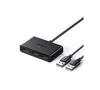 UGREEN 3 Port USB Switch 2 in 3 Out USB Switch 2.0 Switch for Keyboard, USB Sticks, Card Readers, Hard Drives, Mouse Black