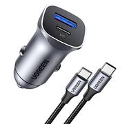 UGREEN 30W USB C Car Charger with 60W USB C Cable PD&QC3.0 Fast Charge Adapter Compatible with iPhone 17/16 /15/14, Galaxy S25/S24/S23, Mi 11 Note 10, Pixel 9/8, iPad, Sat Nav