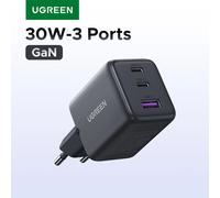 UGREEN 30W GaN Charger 3 Ports PD 3.0 USB C Charger For iPhone 17 16 15 Pro Samsung S25 Xiaomi Tablet iPad Air Pro Phone Charger