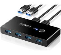UGREEN 4 Port USB 3.0 Switch Selector for 2 Computers 5Gbps & 2 x 4.92ft Cable