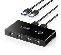 UGREEN 4 Ports USB 2.0 Switch for 2 PCs, 2 in 4 Out USB Switch for Mouse, Keyboard, Scanner, Printer, Stick, Hard Drive Compatible with Windows, Mac OS 8.6 and above, 2 USB 2.0 Cables