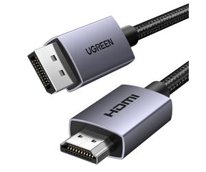 UGREEN 4K Displayport to HDMI Cable 3M Unidirectional Braided DP to HDMI | Aluminium Male to Male Lead Multi-Screen Gaming Compatible with Monitor, Projector, HDTV, Dell Laptop, HP, AMD, NVIDIA