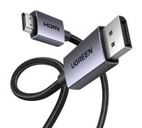 UGREEN 4K Displayport to HDMI Cable 9.9FT Uni-Directional Braided DP to HDMI Lead Aluminium Male to Male Multi-Screen Gaming Compatible with Monitor, Projector, HDTV, Dell Laptop, HP, AMD, NVIDIA (3M)
