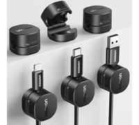 UGREEN 6 Pack Magnetic Cable Tidy Clips, Cable Management Holder | Self-Adhesive Cord Organiser, Desk Organiser Accessories Compatible with USB HDMI Charging Audio cables up to 7.5mm Black