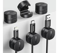 UGREEN 6 Pack Magnetic cable tidy clips, Self-Adhesive Cable management Holder, Cord Organiser, Desk Organiser Accessories Compatible with USB HDMI Charging Audio cables up to 7.5mm Black