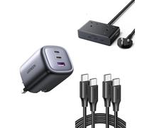 UGREEN 65W USB C Charger with 100W USB C to C Cable 2 Pack and 6 in 1 Extension Lead 1.5m for Home Office and Travel Charging Station