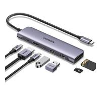 UGREEN 7-in-1 USB C Hub with 4K HDMI, 100W PD, SD Card Reader, Grey