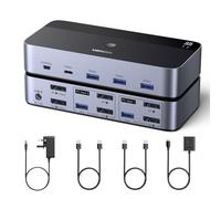 UGREEN 8K@60Hz Displayport KVM Switch 2 Monitors 2 Computers Support 4K@240Hz, 4 Port USB KVM Switcher DP 1.4 KVM Switches for 2 Computers Share Keyboard, Mouse, Hard Drive and 2 Monitors