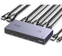 UGREEN 8K@60Hz HDMI KVM Switch, KVM Switcher Support 4K@120Hz, 4 Port USB3.0 Switcher [1 USB C and 3 USB A Port] for 2 Computers Share 1 Monitor and Keyboard, Mouse, Hard Drive, Printer