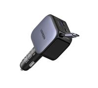 UGREEN 90W Retractable Car Charger Fast Charge, Cigarette Lighter USB Charger with 60W Retractable Cable, 3-Port Car Accessories Compatible with iPhone 16/15, Galaxy S25/24, iPad, Laptops