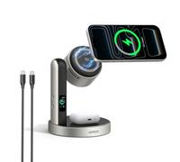 UGREEN Aircool 25W for MagSafe Charger, Qi2 2-IN-1 Wireless Charger Stand | MagSafe-Compatible Charger with Smart Display &TEC Active Cooling Qi2.2 Fast Wireless Charger for iPhone17-12 seriesAirpods
