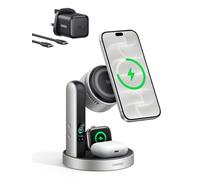 UGREEN Aircool 25W for MagSafe Charger, Qi2 3-IN-1 Wireless Charger Stand | Smart Display Qi2 fast wireless charger for iPhone 18 Pro/ Duo 17-12 series, AirPods/AirPods Pro/iWatch 12-7/Ultra 4/3/2, SE