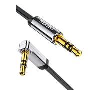 UGREEN Aux Cable 6.6ft Right Angle 3.5mm to 3.5mm Audio Lead Stereo Headphone Mini Jack Male to Male Auxiliary Cord Flat Compatible with Car Aux iPhone iPad iPod TV PC Tablet Laptop MP3 Speaker (2M)