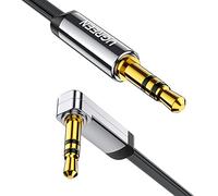 UGREEN Aux Cable Right Angle 3.5mm to 3.5mm Audio Lead Stereo Headphone Mini Jack Male to Male Auxiliary Cord Flat 90° Compatible with Car Aux iPhone iPad iPod TV PC Tablet Laptop MP3 Speaker (2M)