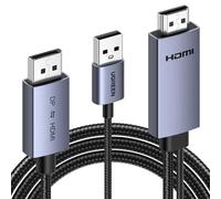 UGREEN Bi-directional HDMI to DisplayPort Cable 4K@60Hz 2K@144Hz HDR,2M | 1080P@240/120Hz,Active DP HDMI HDCP Adapter,Dolby Atmos,USB Charging,Braided,For PS5/4 Xbox Laptop PC Graphic Card Monitor TV