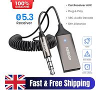 UGREEN Bluetooth Aux Adapter, Car Aux Bluetooth 5.3 Receiver USB Audio Adaptor with 3.5mm Jack for Car or Home Stereo Music Streaming Built-in Microphone Plug and Play (Silver)
