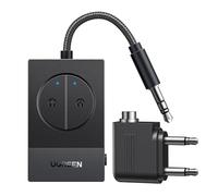 UGREEN Bluetooth Transmitter for Airplane, Bluetooth 5.4 Adapter, Supports 2 AirPods or Headphones, One-Tap Pairing Buttons, 19-Hour Playtime for Travel Flight, Planes (Dual 3.5mm Adapter Included)