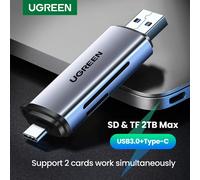UGREEN Card Reader USB3.0&USB C to SD MicroSD TF Thunderbolt 3 for PC Laptop Accessories Smart Memory Cardreader SD Card Adapter 2in1 ABS shell
