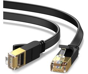 UGREEN Cat 7 Flat Ethernet Cable 10M - 10Gbps 600MHz U/FTP RJ45 LAN Cable (Black)