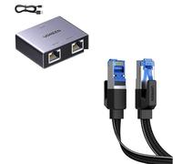 UGREEN Cat 8 Flat 40Gbps 2000MHz High-Speed Ethernet Cable Bundle with 1 to 2 Gigabit Network Switch