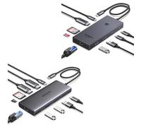 UGREEN Docking Station, 10-in-1 USB C Hub with Dual 4K@60Hz, Single 8K@30Hz, Gigabit Ethernet, 100W PD, 4x 5Gbps USB Data Ports, SD/TF & 9-in-1 USB-C Hub (4K@60Hz HDMI to USB-C Adapter)