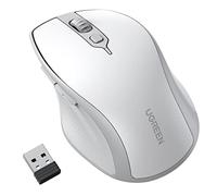 UGREEN Ergonomic Bluetooth 5.0 Wireless Mouse for Laptop, 2.4G Cordless Mouse With USB Receiver, 1000/1600/2000/4000 DPI, 5 Buttons Silent Mice Compatible With MacBook, Desktop, Chromebook, White