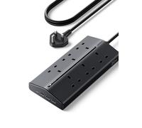 UGREEN Extension Lead 1.5M, 6 Way Power Strip with 3 USB-A & 1 USB-C | 20W PD Fast Charging, 2990W Max with Master Power Switch, 15°Angled UK Plug for Home, Office, Desk & Bedroom