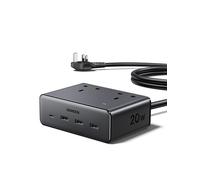 UGREEN Extension Lead with 4 USB Slots, 2 Way 2990W Max Multiple Plug with 1.5m Extension Cable, Compatible with iPhone 17/16/15/14, iPad Pro/Mini, Suitable for Home/Office, Black