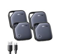 UGREEN FineTrack (4 Pack) supports USB C Charging, Compatible with Apple Find My (iOS only), One charge for 12 months Bluetooth Tracker Tag, Finder for Keys, Wallet, Luggage, Suitcase and More