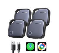 UGREEN FineTrack Duo (4 Pack) for iOS & Android, USB-C Rechargeable Tracker Compatible with Apple Find My and Google Find Hub, Keys Finder and Item Locator for Wallet, Backpack, Luggage and More