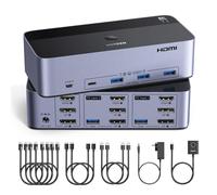 UGREEN HDMI + Displayport 8K@60Hz KVM Switch 3 Monitors 2 Computers