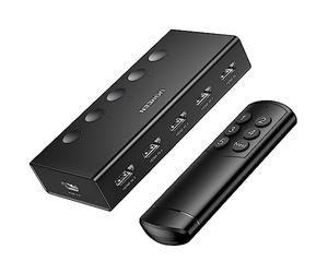 UGREEN HDMI Switch 5 in 1 Out, HDMI Splitter 4K@60Hz with Remote, 5 Port Hdmi 2.0 Switcher Support 3D CEC HDR HDCP 2.2, Compatible with PS5/4, Xbox, TV Box, Blu-Ray, HDTV, Monitor, Projector (Black)