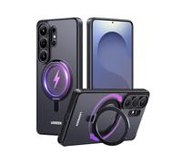 UGREEN Kickstand Magnetic Case for Galaxy S26 Ultra,360° Rotating Ring Stand,Fit for 25W Wireless Charger,Drop Protection Airbag,Slim Black Phone Cover