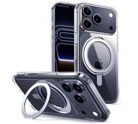 UGREEN Kickstand Magnetic Case for iPhone 17 Pro Max,360° Rotating Ring Stand,Compatible with Magsafe Wireless Charger,Full Drop Protection,Anti Yellow Slim Clear Phone Cover