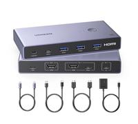 UGREEN KVM Switch [ USB C & HDMI Input ] Support 4K@60Hz, 4 Port USB KVM Switches for 2 Computers Share 1 Monitor and Keyboard/Mouse/Hard Drives/Printer, KVM Switcher for MacBook, Mac Mini, PC