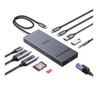 UGREEN Laptop Docking, 4K@60Hz HDMI+DP, 11-in-1, 4K@120Hz DP USB C Hub