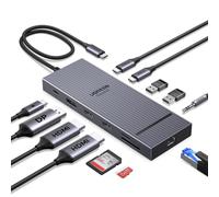 UGREEN Laptop Docking Station 12-in-1 Triple Display, 2HDMI+DP USB C Hub | 100W PD, 4K@120Hz DP, 2×10Gbps USB-C, 2x USB-A, 170MB/s SD/TF, Ethernet, Audio, 40cm Cable Dock for Dell, HP, Lenovo