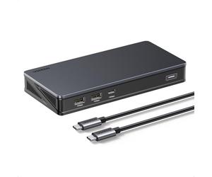 UGREEN Laptop Docking Station, 9-Port, Dual 4K@60Hz with DisplayLink, Ethernet, 100W PD, 3x 10Gbps USB-A/C Ports, for MacOS and Windows (Install The Latest DisplayLink Driver, Charger Not Included)