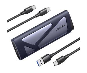 UGREEN M.2 NVMe & SATA Enclosure, USB 3.2 Gen 2 SSD Enclosure, 10Gbps NVMe External Caddy, Aluminum PCIe Adapter for M and M&B Key in 2230/2242/2260/2280 SSDs