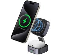 UGREEN MagFlow Qi2 2-in-1 15W Magnetic Foldable Wireless Charger Stand Grey