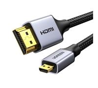 UGREEN Micro HDMI to HDMI Cable 4K@60Hz 1440P@144Hz ARC Bi-directional,2M | HDR,Dolby Atmos,HDCP2.2,UHD,Micro Type D Adapter,Braided,For Raspberry Pi 5 4 500/Camera/DSLR/Laptop/PS5/TV/Portable Monitor