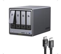UGREEN NAS DXP4800 Pro 4-Bay Desktop NAS with HDMI Cable, Intel® Core™ i3-1315U 6-Core CPU, 8GB DDR5 RAM, 128G SSD, 1x 10GbE, 1x 2.5GbE, 2X M.2 NVMe Slots, 4K HDMI, Network Attached Storage (Diskless)