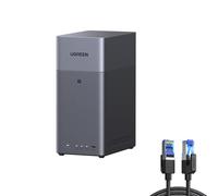UGREEN NASync DH2300 2-Bay NAS + 2M Cat8 Ethernet Cable, 4GB RAM, NFC One-Touch, AI Photo Album, 1GbE LAN, Beginner-Friendly Home NAS |40Gbps 2000Mhz Flat Braided RJ45 Gigabit LAN Cable (Diskless)