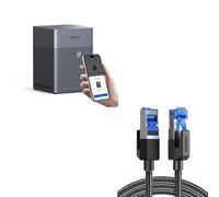 UGREEN NASync DH4300 Plus 4-Bay NAS + 2M Cat8 Ethernet Cable, 8GB LPDDR4X, 2.5GbE LAN, NFC One-Touch, AI Family&Baby Album, Home/Office Personal Cloud |40Gbps 2000Mhz Flat Braided RJ45（Diskless）