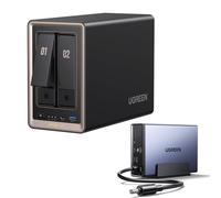 UGREEN NASync DXP2800 GT 2-Bay NAS Storage + UPS, 10GbE LAN, AMD Ryzen Embedded R2514 CPU, 8GB RAM, Dual M.2 NVMe, 4K HDMI, Surveillance Center, Cloud Backup (Diskless)