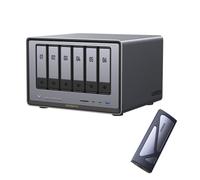 UGREEN NASync DXP6800 Plus 6-Bay NAS + M.2 NVMe Enclosure, Intel i3 1215U 6-Core,8GB DDR5,128G SSD,10GbE+2.5GbE,2×M.2,4K HDMI |10Gbps Aluminum Tool-Free,USB3.2 Gen2,UASP&TRIM（Diskless）