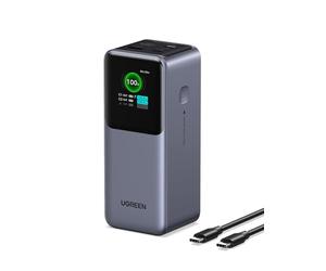 UGREEN Nexode Power Bank 20000mAh 130W Fast Charging, 3-Port USB C Portable Charger Smart Digital Display Battery Pack Compatible with Dell, HP, ASUS, iPad, iPhone Air/17/16, Galaxy S25, AirPods