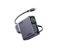 UGREEN Nexode Pro 160W USB C Charger with Retractable Cable, Smart Display | APP Control, 4-Port GaN Fast Laptop Charger Compatible with MacBook Pro/Air, iPhone 17/16/15, iPad Pro, Galaxy S26/S25, etc