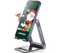 UGREEN Phone Stand Desk Foldable Holder Adjustable Portable Mobile Travel Table Mount Aluminum Compatible for iPhone 17 Pro Max Air 16 15 Plus 14 13 12,Galaxy S24 Ultra,Pixel 10 9 8,iPad Mini(Gray)